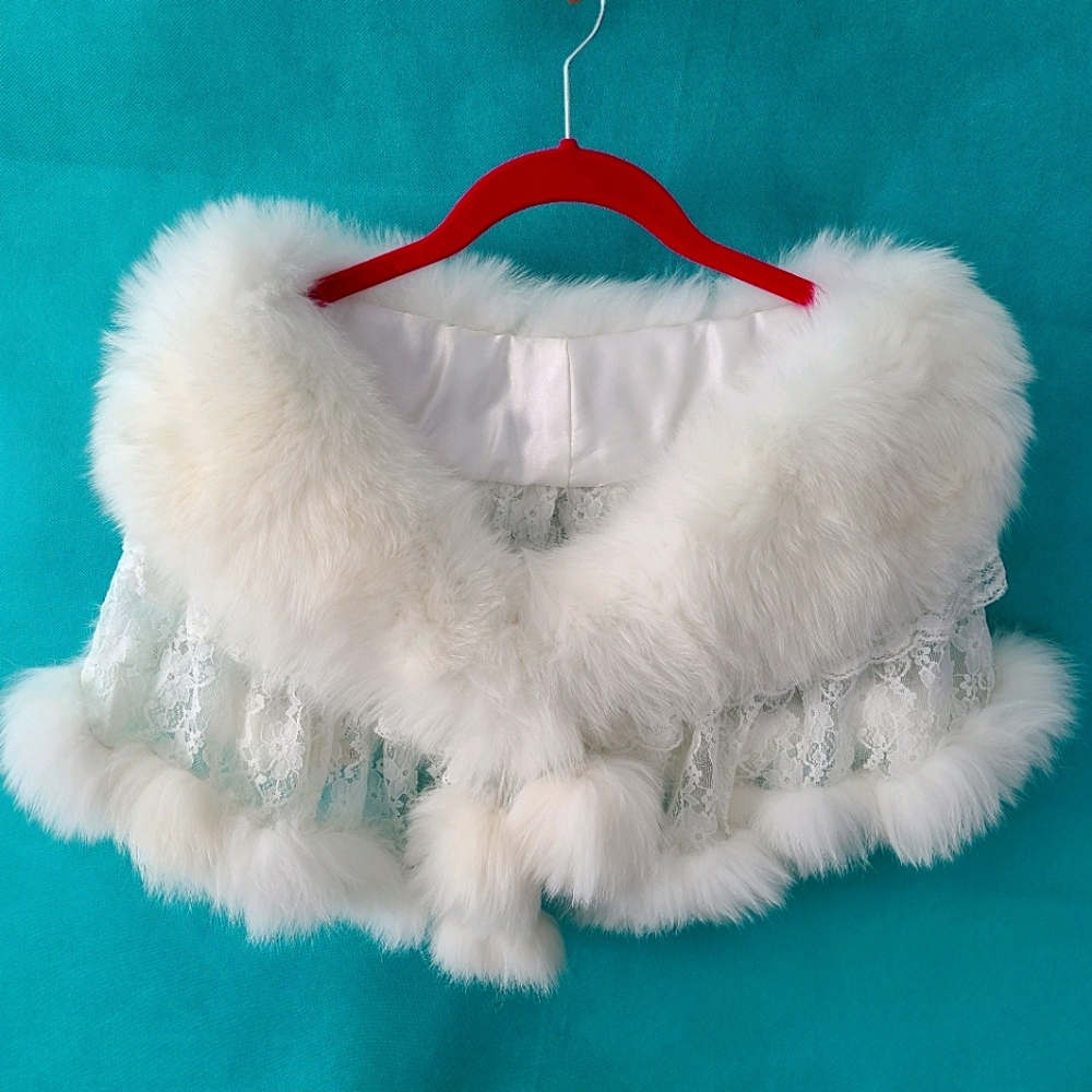 Real White Fox Fur Shawl